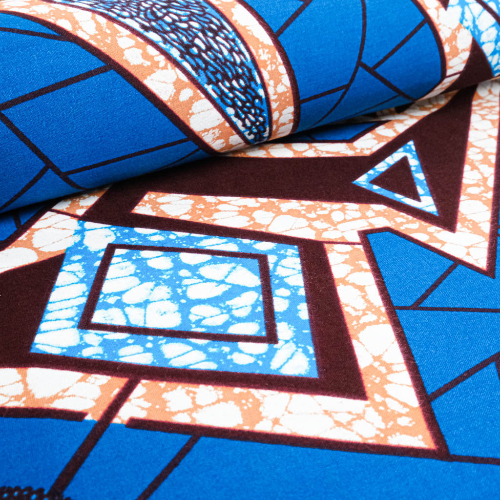 Blue Wax Fabric with Coral Pattern - Maison Klem